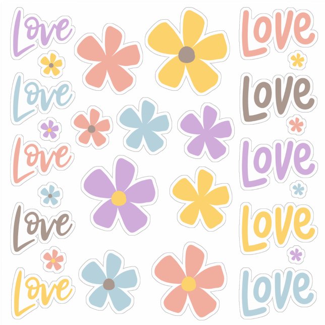 Daisies and Love Sticker Sheet (Daisies and love . . . these stickers celebrate friendship, family, and spring!
)