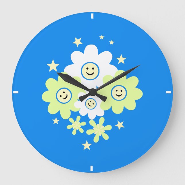 Daisies and Stars Große Wanduhr (Vorderseite)