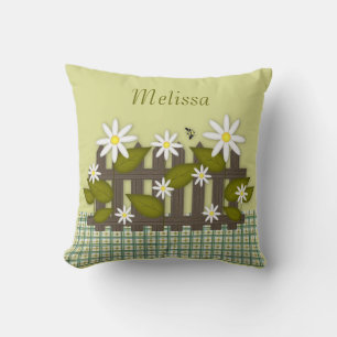 Daisies auf einem Zaun-Kissen Kissen