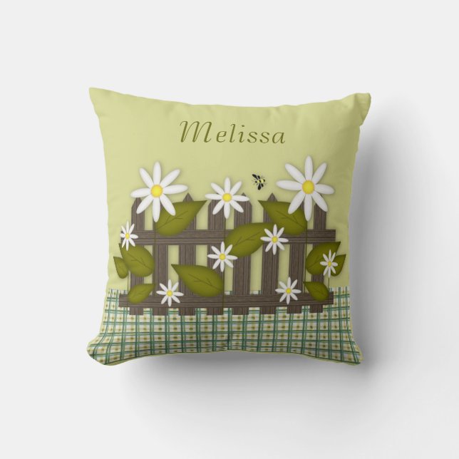 Daisies auf einem Zaun-Kissen Kissen (Vorderseite)