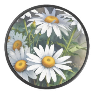 Daisies Bunch Blume Elegante Wasserfarbe Eishockey Puck