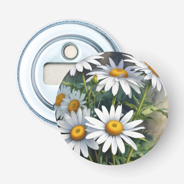 Daisies Bunch Blume Elegante Wasserfarbe Flaschenöffner (Vorderseite)