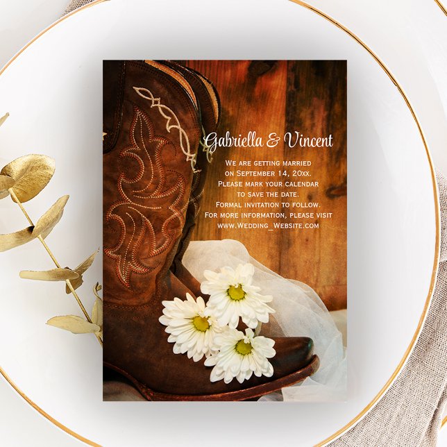 Daisies Cowboy Boots Western Wedding Save the Date (Von Creator hochgeladen)