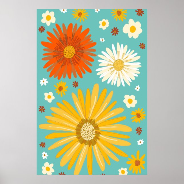 Daisies Daisy Blume Retro Art Poster (Vorne)