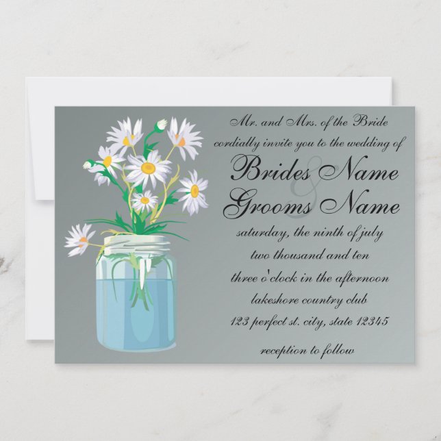 Daisies d'été Invitations de mariage (Devant)