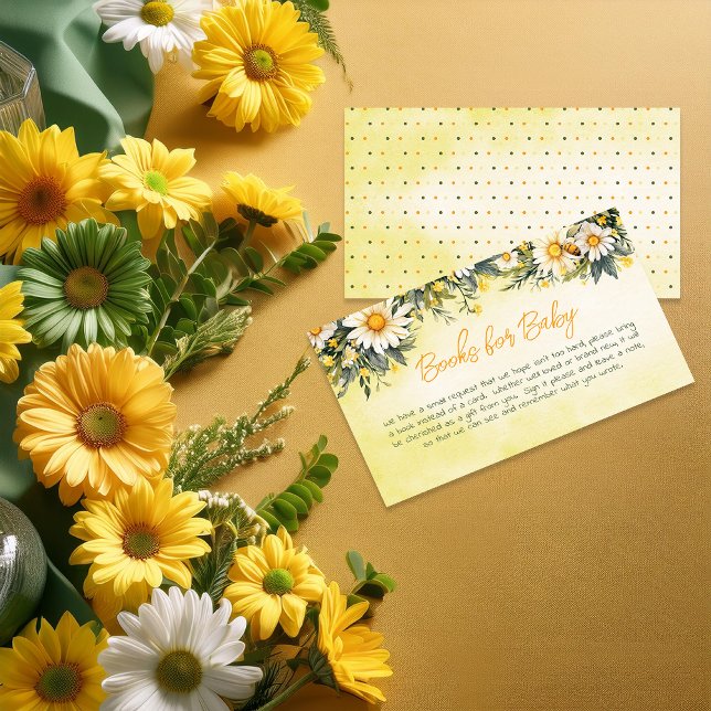 Daisies Floral Baby Shower Books for Baby Begleitkarte (Little Daisy Theme Books for Baby Yellow, White and Green Daisies Floral Baby Shower Enclosure Card)