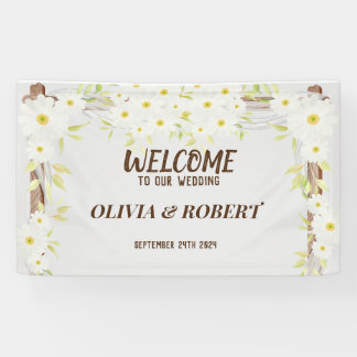 Daisies Floral bienvenue à notre mariage Bannière