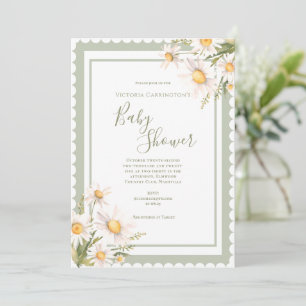 Daisies Floral Elegant Baby Shower Einladung