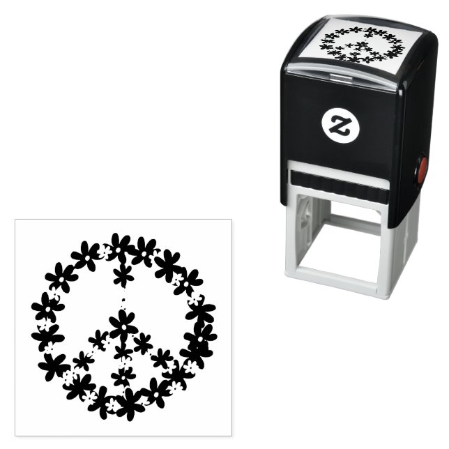 Daisies Floral Peace Sign Permastempel (Beispiel)