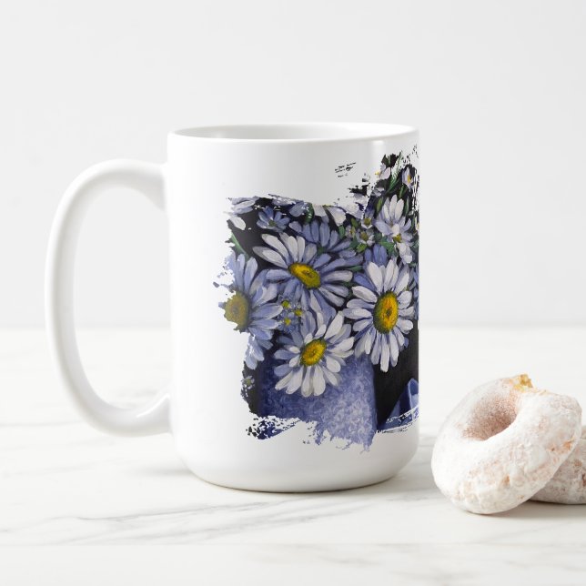 Daisies flower Let your dream blossom mug Kaffeetasse (Mit Donut)