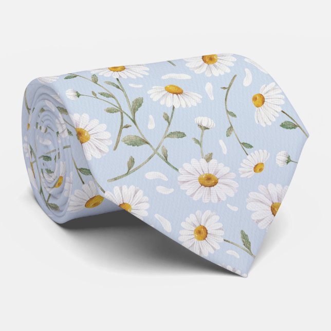 Daisies (Gainsboro) - Blumenmuster für Wasserfarbe Krawatte (Gerollt)