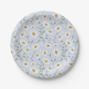 Daisies (Gainsboro) - Blumenmuster für Wasserfarbe Pappteller