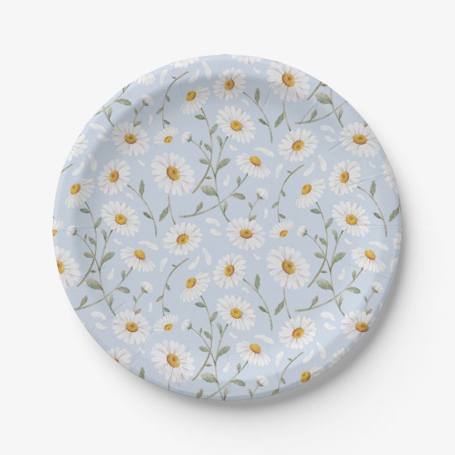 Daisies (Gainsboro) - Blumenmuster für Wasserfarbe Pappteller (Vorderseite)