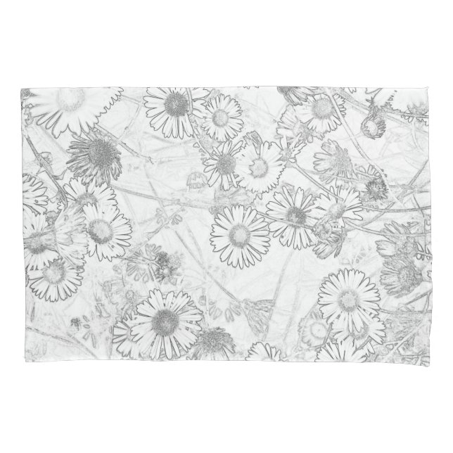 Daisies hellgraues Muster Kissenbezug (Vorderseite)