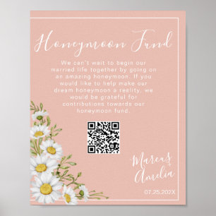 Daisies Honeymoon Fund QR Code Sign Poster