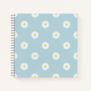 Daisies Illustrative Rpt Muster auf blass blau Notizbuch