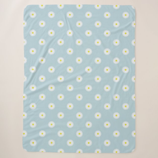Daisies Illustrative Rpt Muster auf blass blau Sherpadecke (Vorderseite)