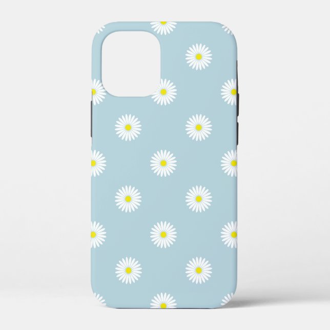 Daisies Illustratives Muster auf blass blau Case-Mate iPhone Hülle (Rückseite)