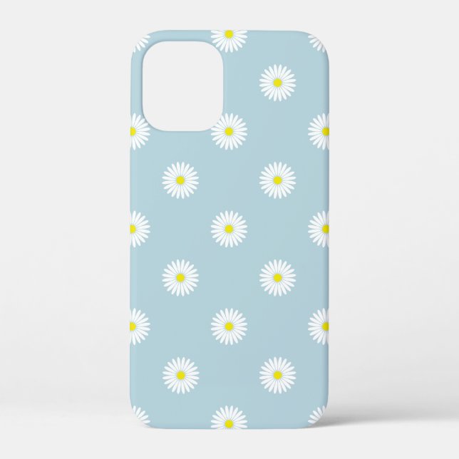 Daisies Illustratives Muster auf blass blau Case-Mate iPhone Hülle (Rückseite)