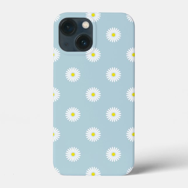 Daisies Illustratives Muster auf blass blau Case-Mate iPhone Hülle (Rückseite)