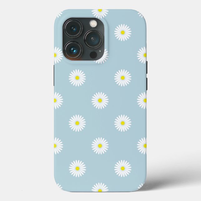 Daisies Illustratives Muster auf blass blau Case-Mate iPhone Hülle (Rückseite)