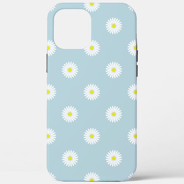 Daisies Illustratives Muster auf blass blau Case-Mate iPhone Hülle (Rückseite)