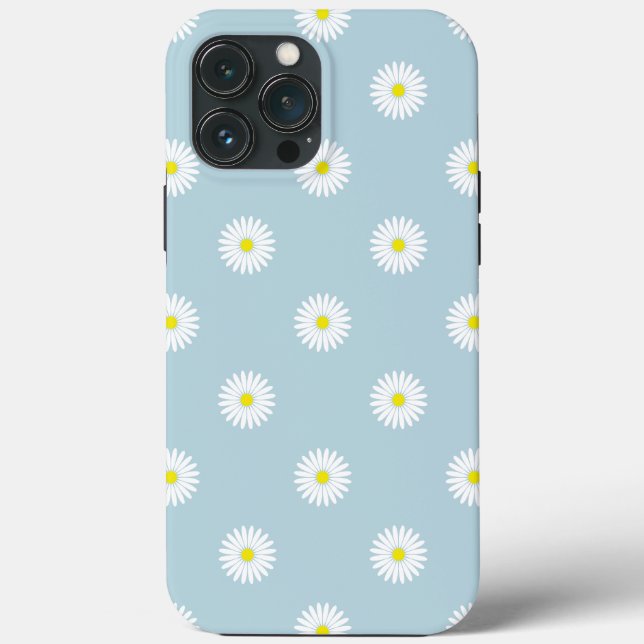 Daisies Illustratives Muster auf blass blau Case-Mate iPhone Hülle (Rückseite)