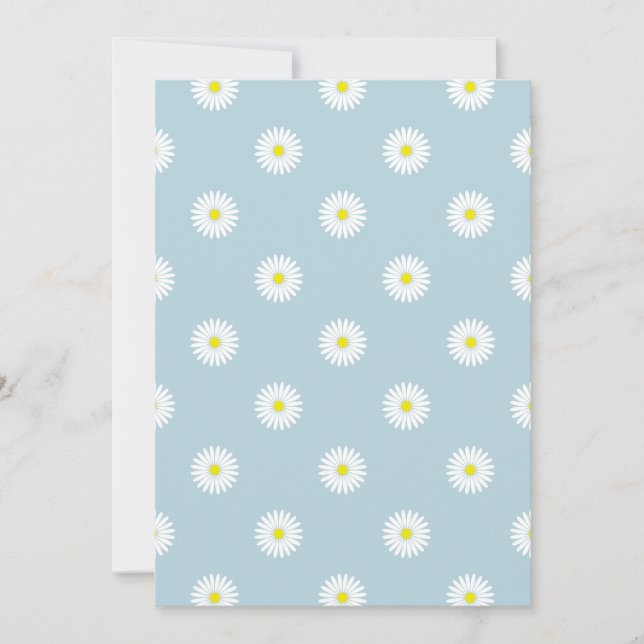 Daisies Illustratives Muster auf blass blau Einladung (Vorderseite)
