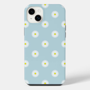 Daisies Illustratives Muster auf blass blau iPhone 14 Plus Hülle