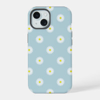 Daisies Illustratives Muster auf blass blau