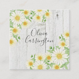 Daisies Imitats Wood Personalisiert Name Quadratische Visitenkarte
