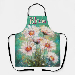 Daisies Impressionistic Floral Teal Personalized Schürze