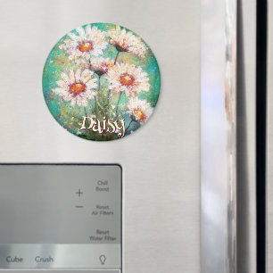 Daisies Impressionistischer Floral Türkis Personal Magnet
