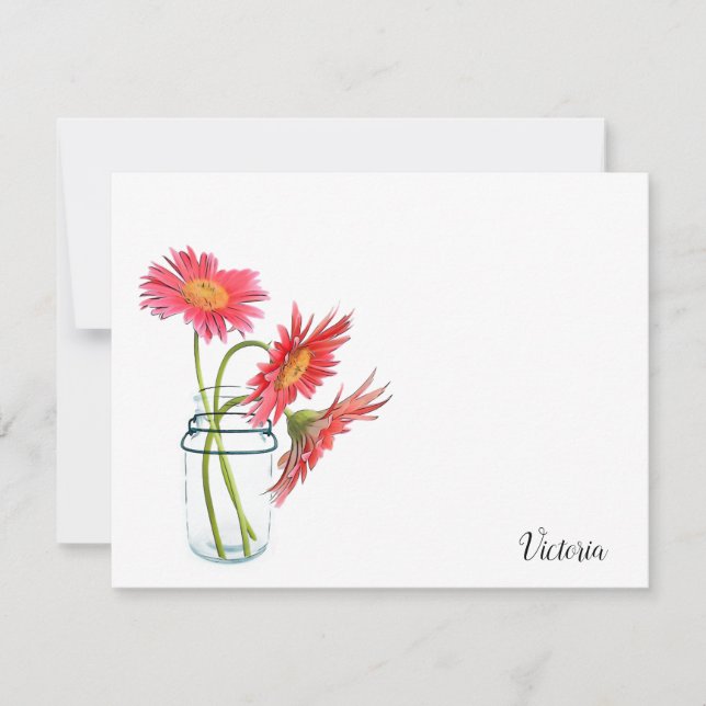 Daisies in einem Mason Jar Personalisierte Mitteil Mitteilungskarte (Vorderseite)
