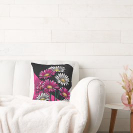 Daisies in Pink and White Throw Cushion Kissen