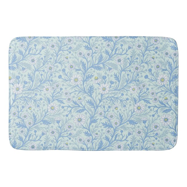 Daisies in white and blue on sea glass badematte (Vorderseite)
