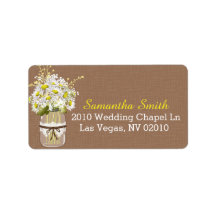Daisies Lace Mason Jar Wedding Labels