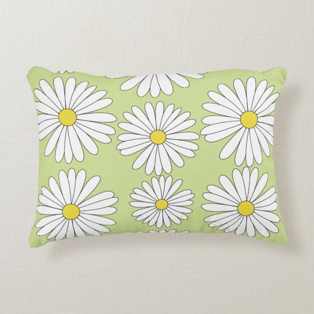 Daisies_Olive Green Dekokissen (Vorderseite)