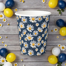 Daisies on Blue Denim Birthday Party Pappbecher