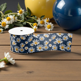 Daisies on Blue Denim Birthday  Satinband