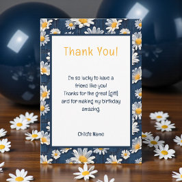 Daisies on Blue Denim Birthday Thank You Card Dankeskarte