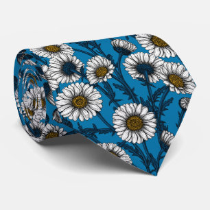 Daisies on blue neck tie krawatte