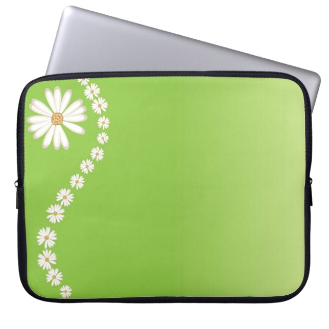 Daisies on Green Laptop Computer Sleeve (Vorderseite)