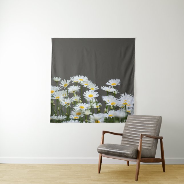 Daisies on Grey Wandteppich (Beispiel)