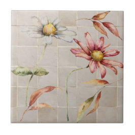Daisies on the Tile Keramik Tile Fliese