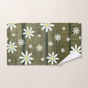 Daisies Rustic Barn Board Daisy Blume Handtuch