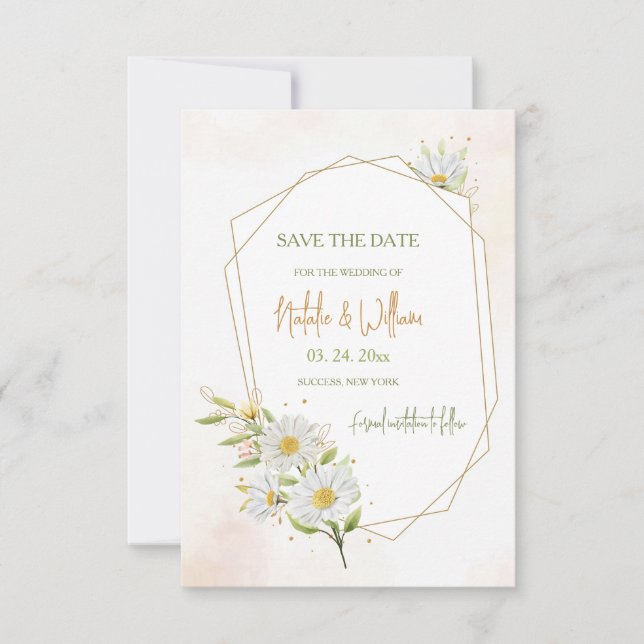 Daisies Save the Date Card Einladung (Vorderseite)