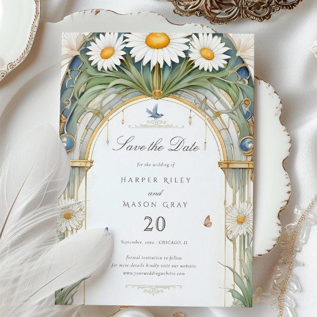 Daisies Save the Date Golden Elegance Einladung (Von Creator hochgeladen)