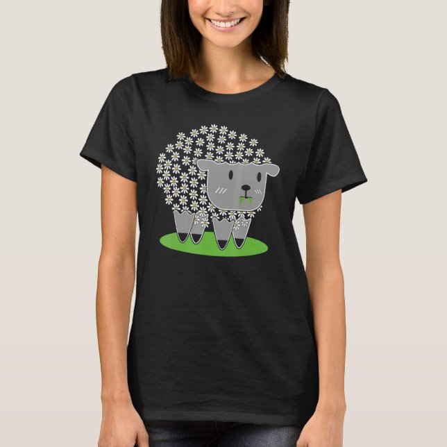 Daisies Sheep  Farm Gardener T-Shirt (Vorderseite)