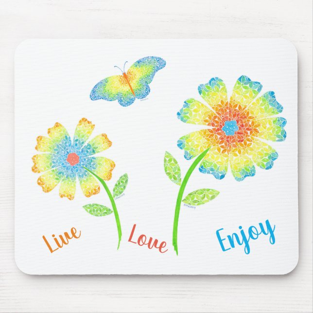 Daisies und Butterfly Mouse Pad Mousepad (Vorne)